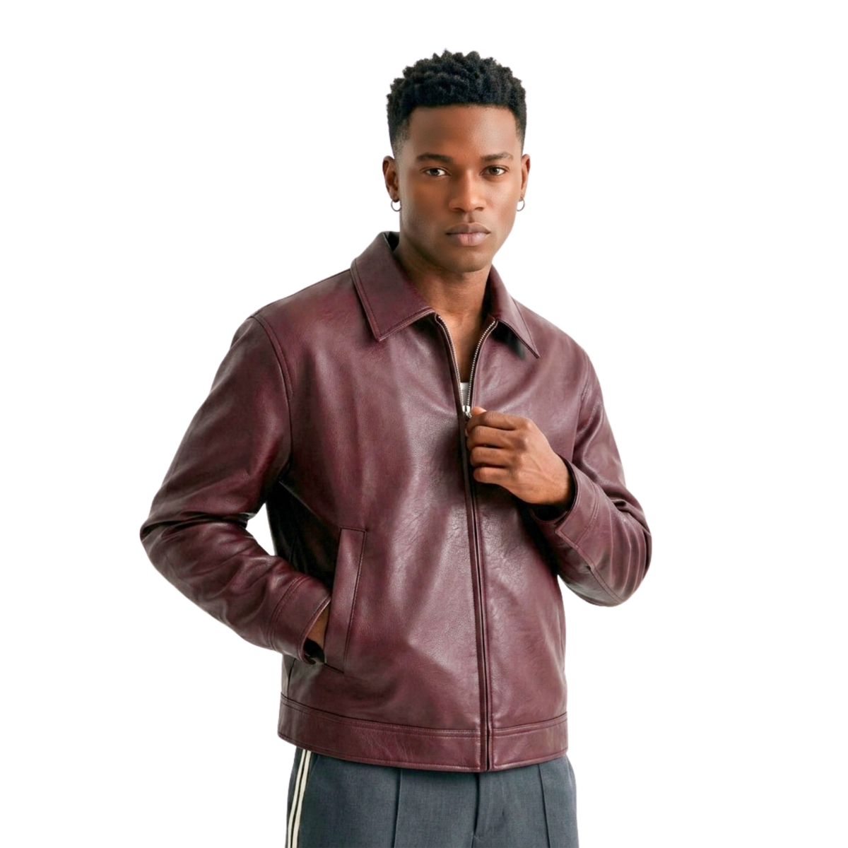 COLLARED LEATHER JACKET