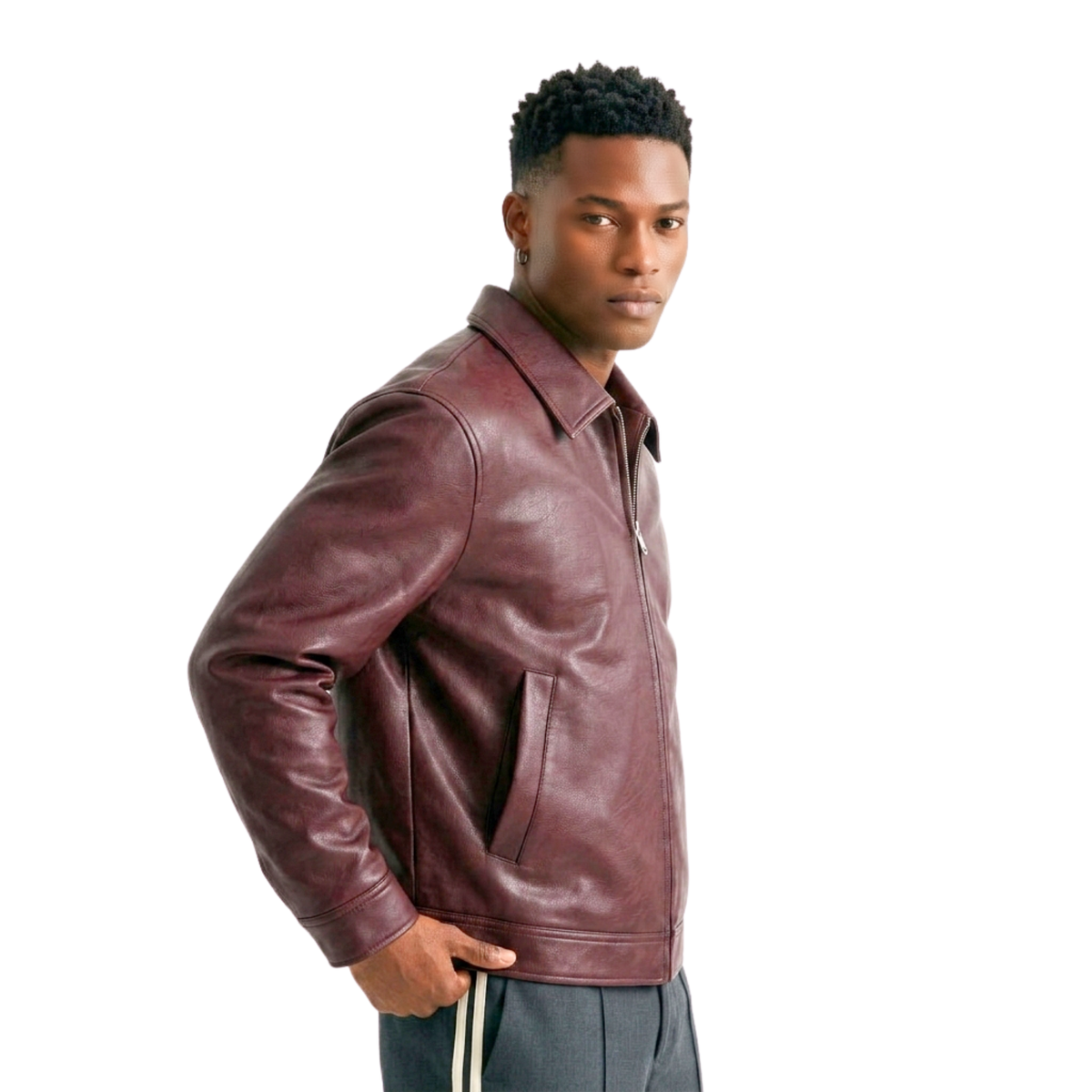 COLLARED LEATHER JACKET