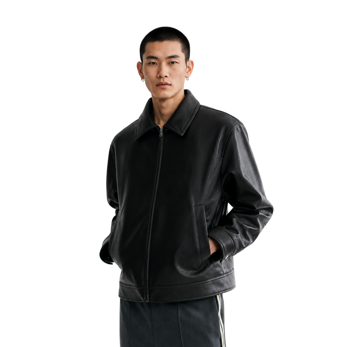 COLLARED LEATHER JACKET