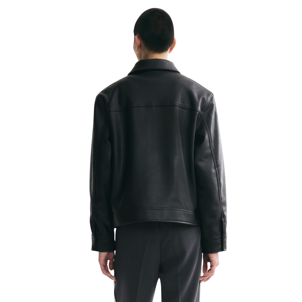 COLLARED BLACK LEATHER JACKET